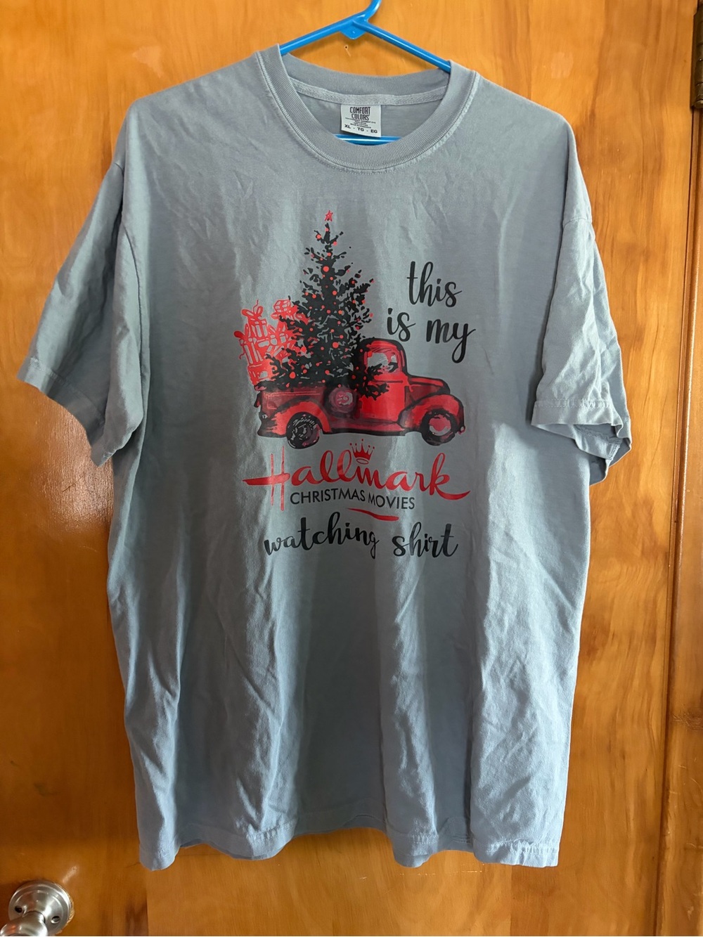 Comfort Colors Gray Crewneck T-Shirt with Small Red Accent
